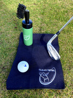 Clean Swing - Golf Club Brush and Towel - Black